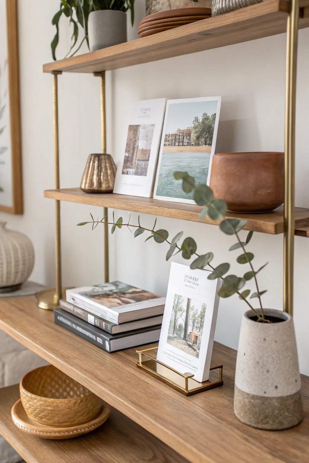 Elevate your decor with a curated postcard display: a seamless blend of minimalist and boho charm.