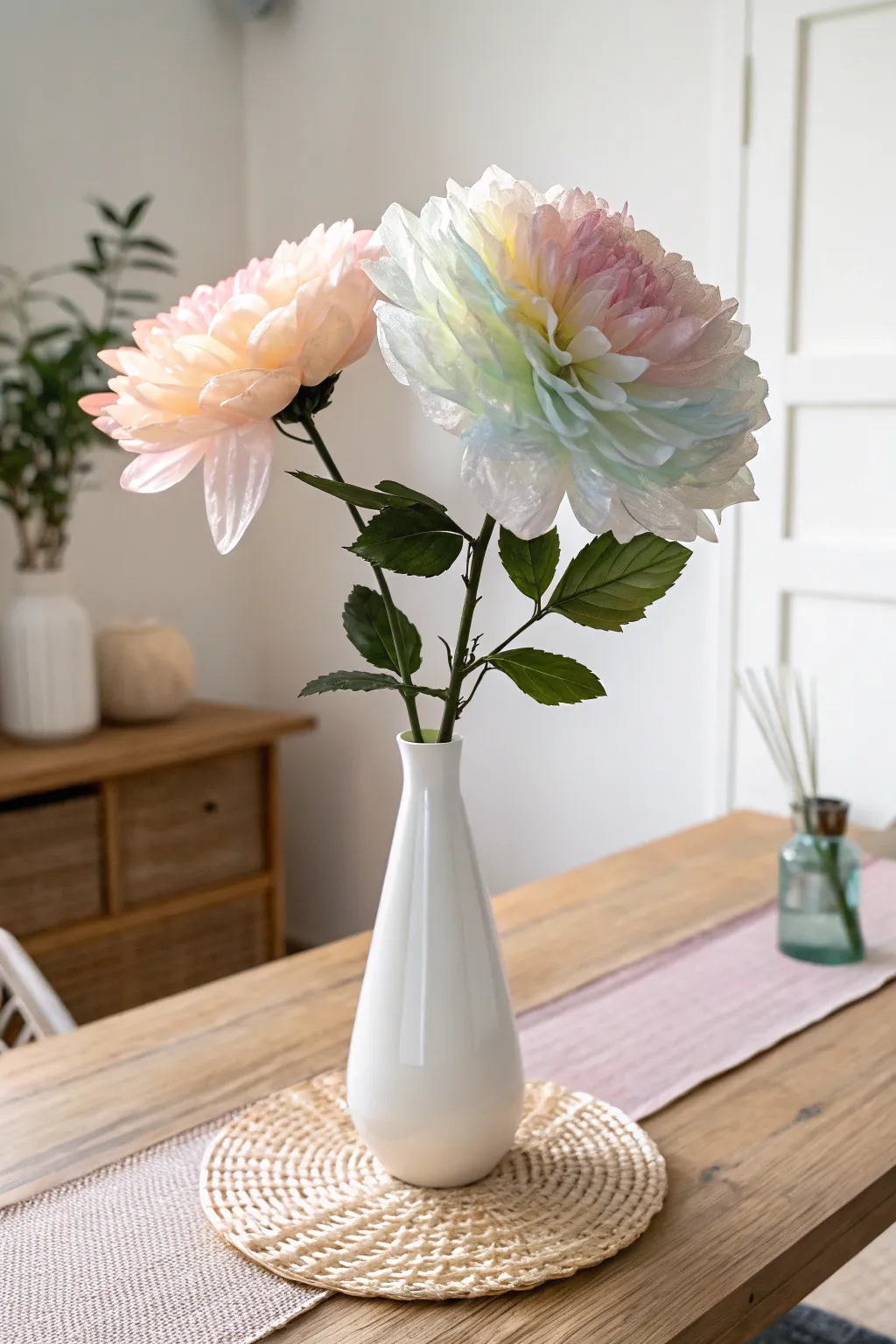Transform plastic bags into a charming centerpiece with these handcrafted decorative flowers.