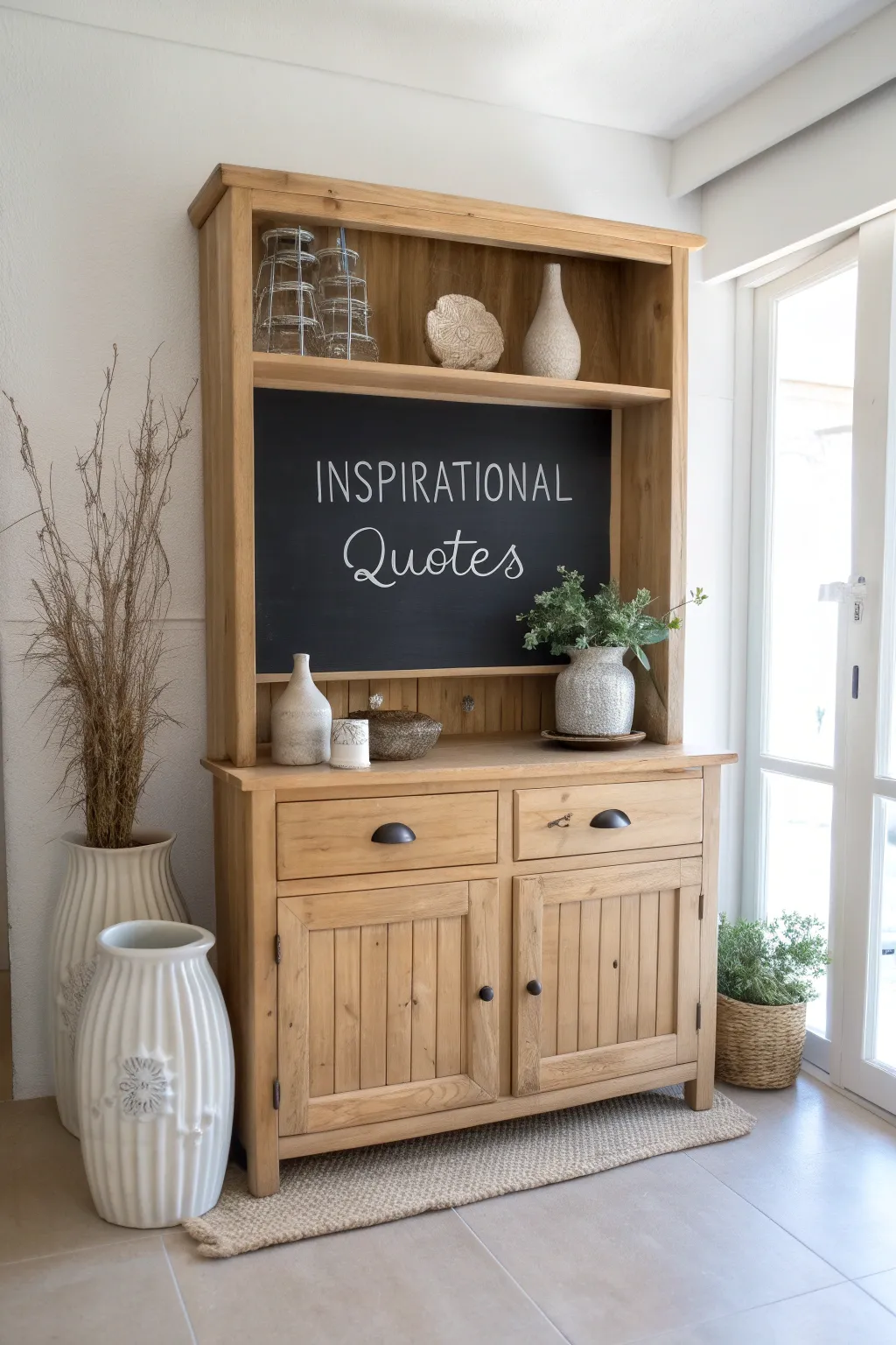 Transform your hutch with a touch of creativity and elegance: Chalkboard Backing for personalized inspiration.