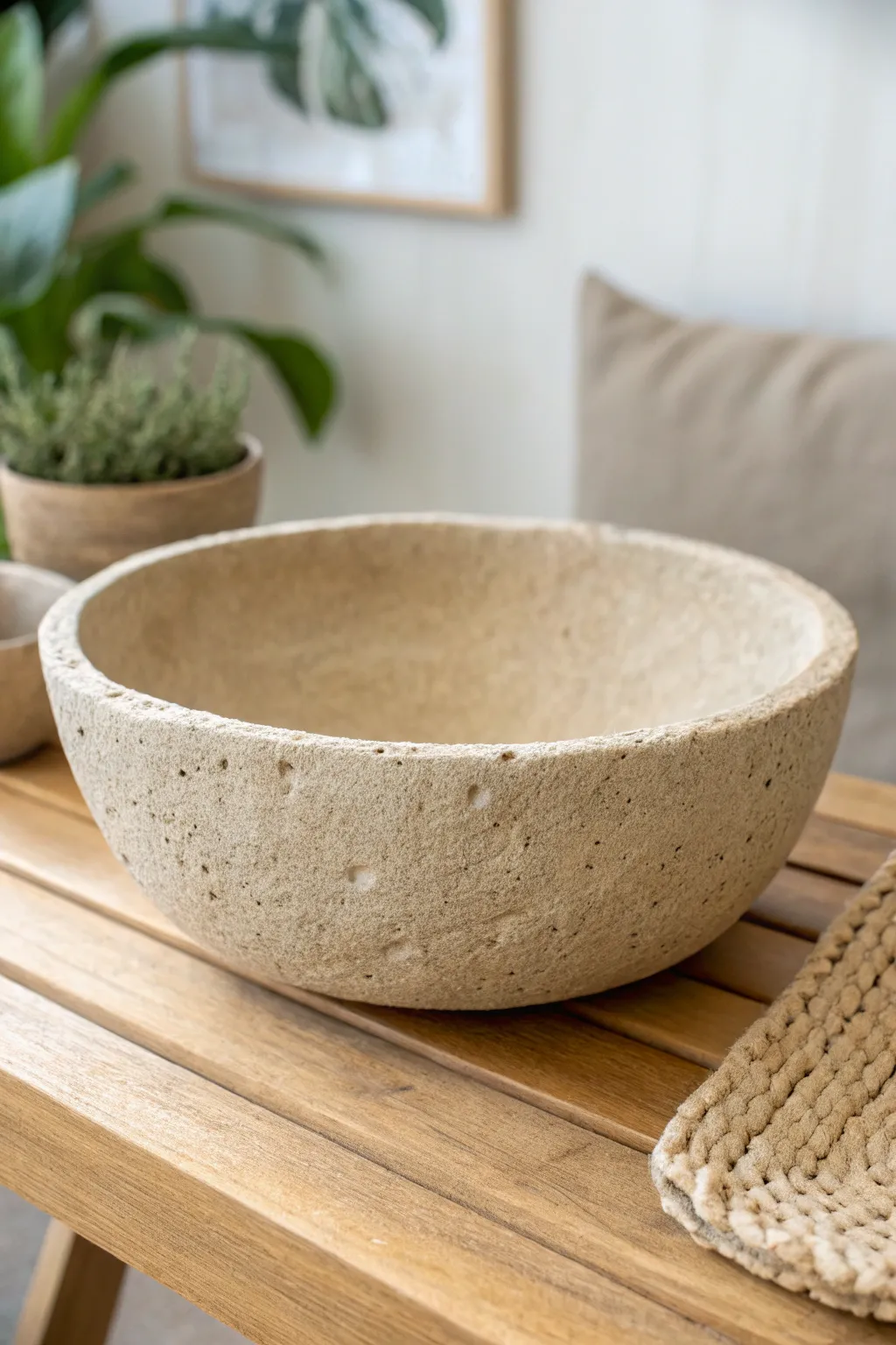 Embrace the beauty of simplicity with this handcrafted hypertufa bowl, a perfect blend of rustic charm and minimalist elegance.