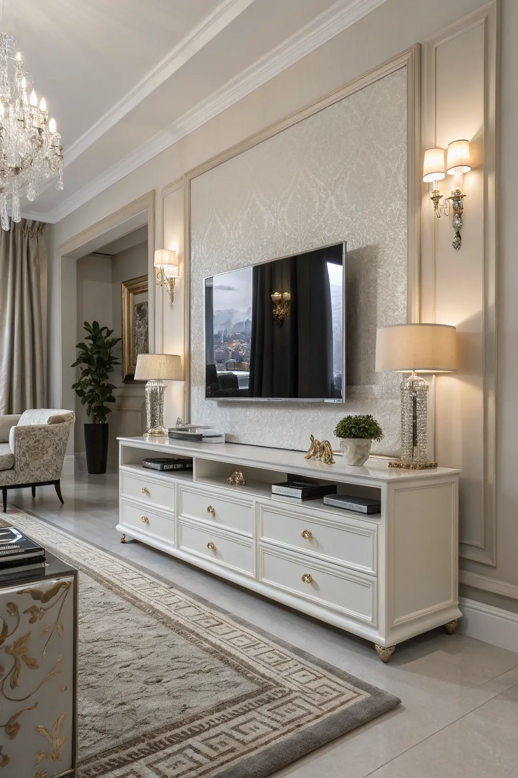 A console table with drawers keeps your TV area tidy and chic.