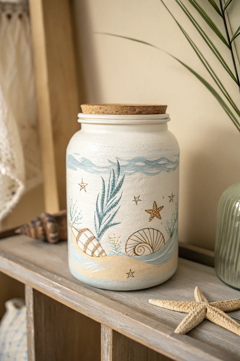 Embrace the serene beauty of the sea with this handcrafted nautical-themed jar. Perfect for adding a touch of coastal charm to your minimalist decor.