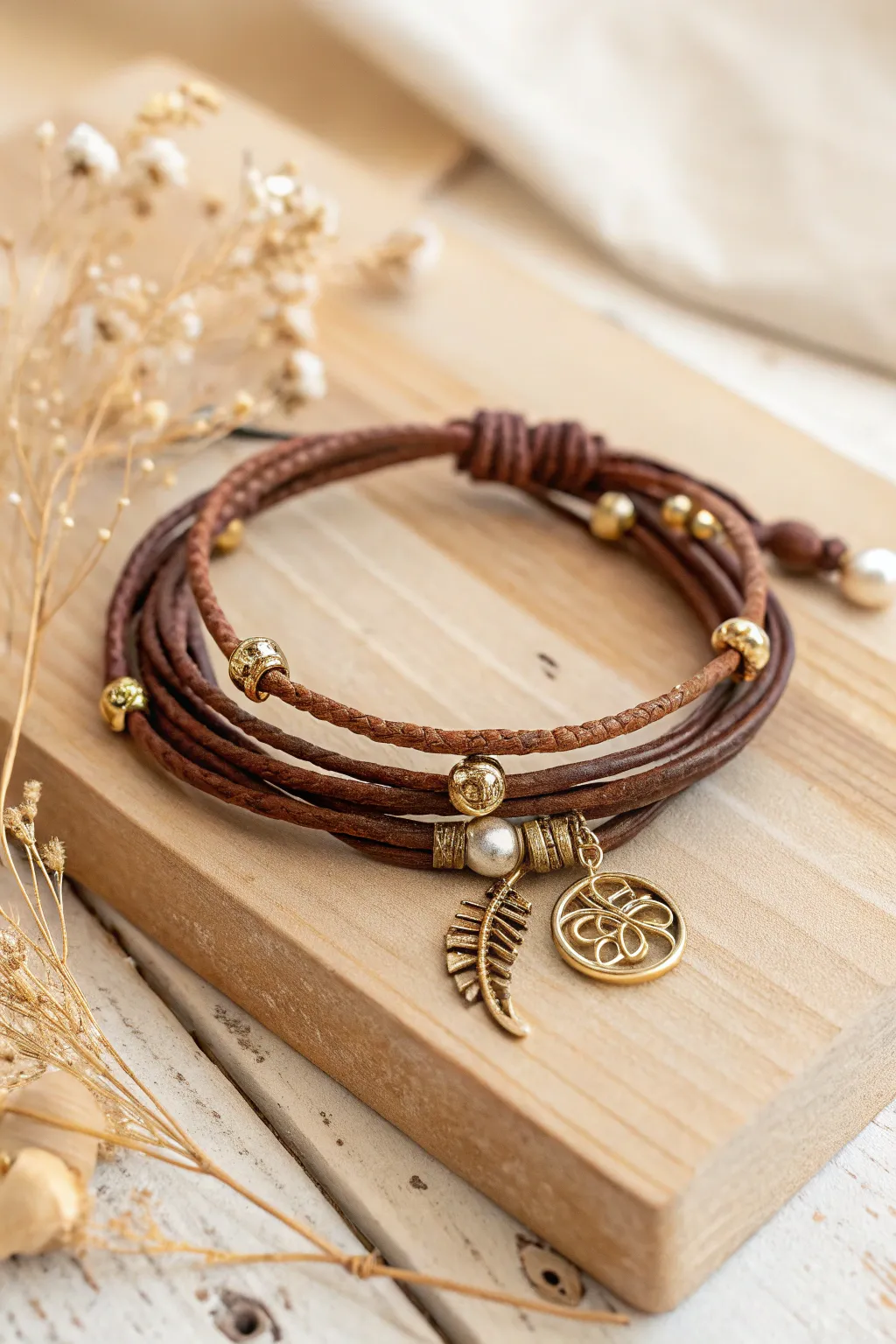 Elevate your style with a handcrafted leather wrap bracelet, where minimalist elegance meets boho charm.