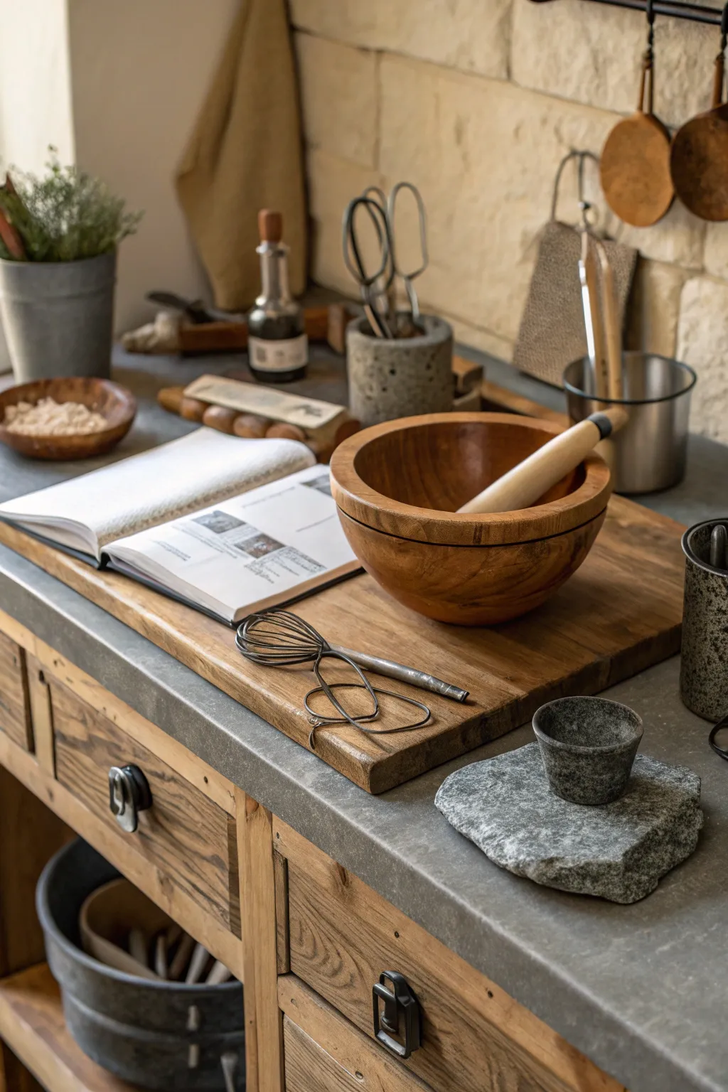 A desk area showcasing a stylish blend of materials.
