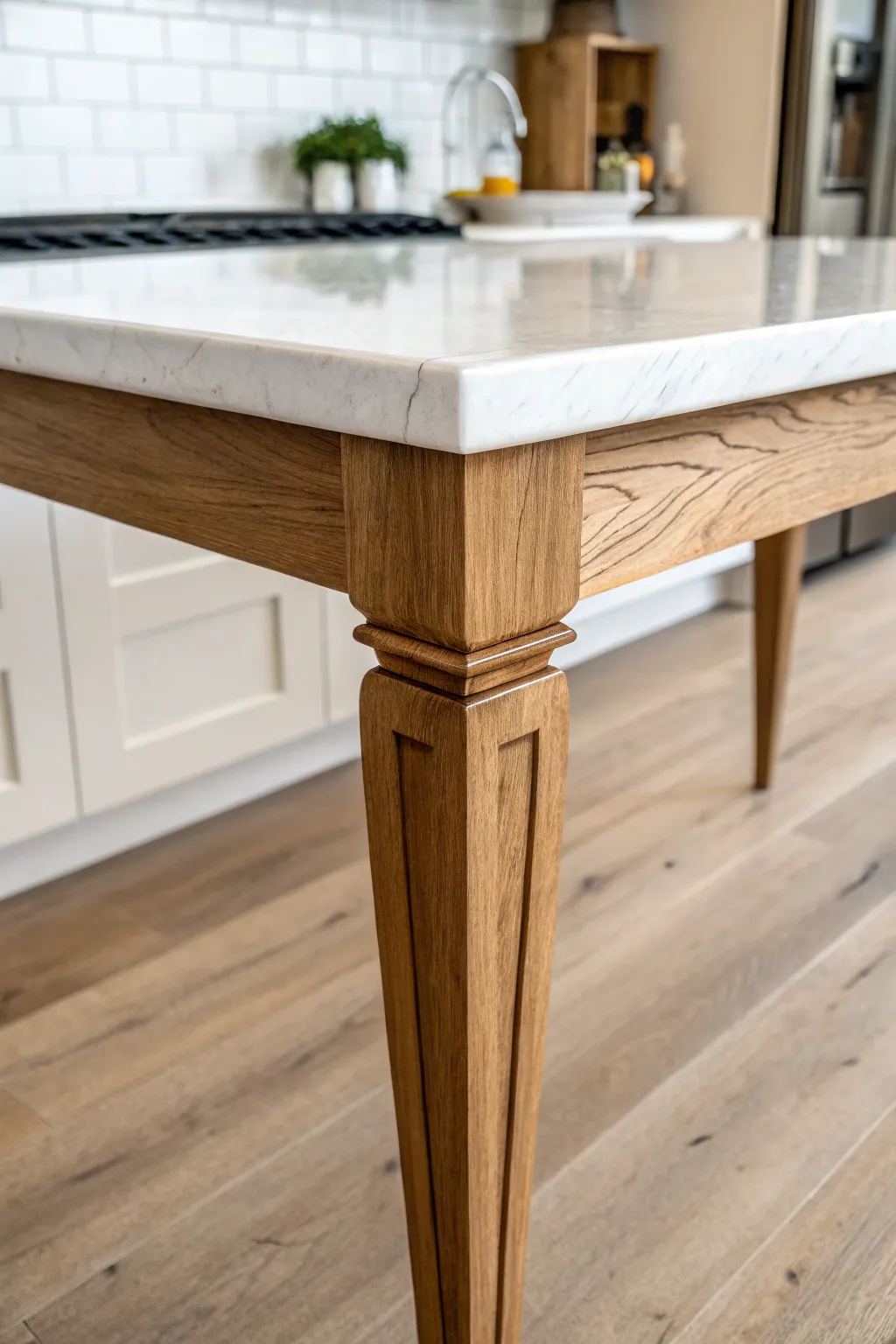 Elevate your kitchen island with elegant support: where minimalist design meets boho flair.