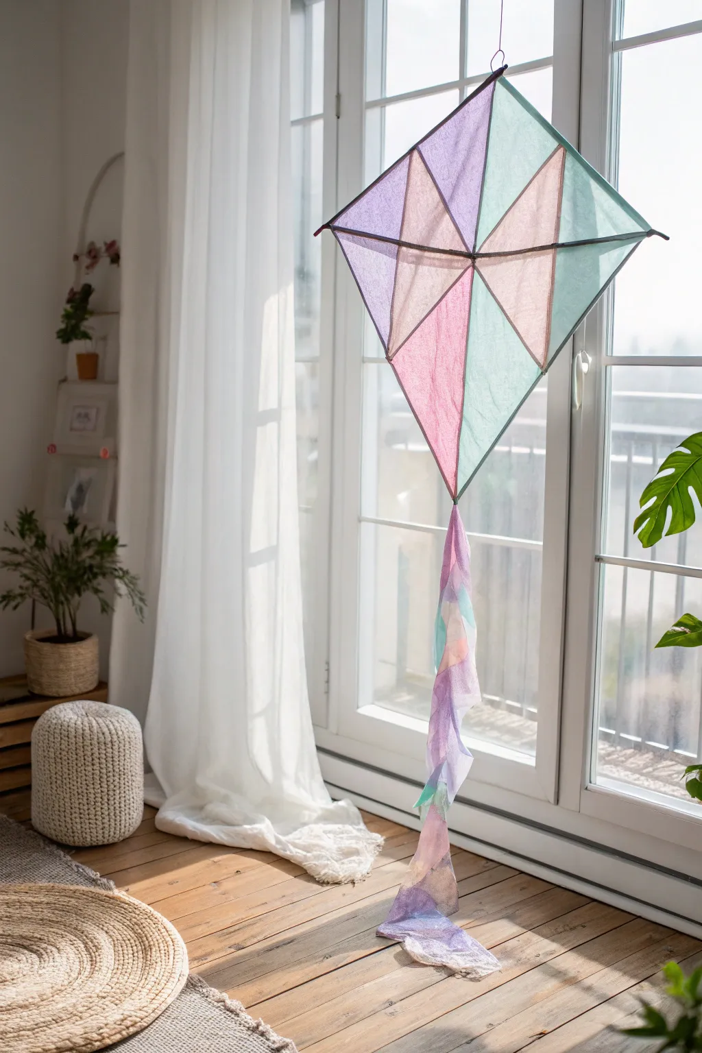 Capture the beauty of sunlight through a stained glass kite—perfect for playful afternoons and serene decor.
