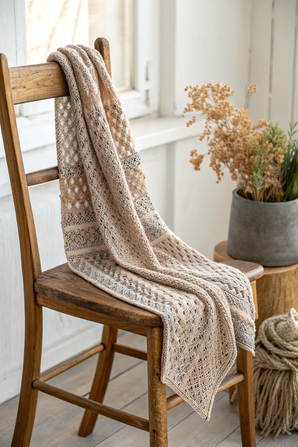 Embrace the elegance of simplicity with this textured seed stitch scarf, where craftsmanship meets cozy minimalism.