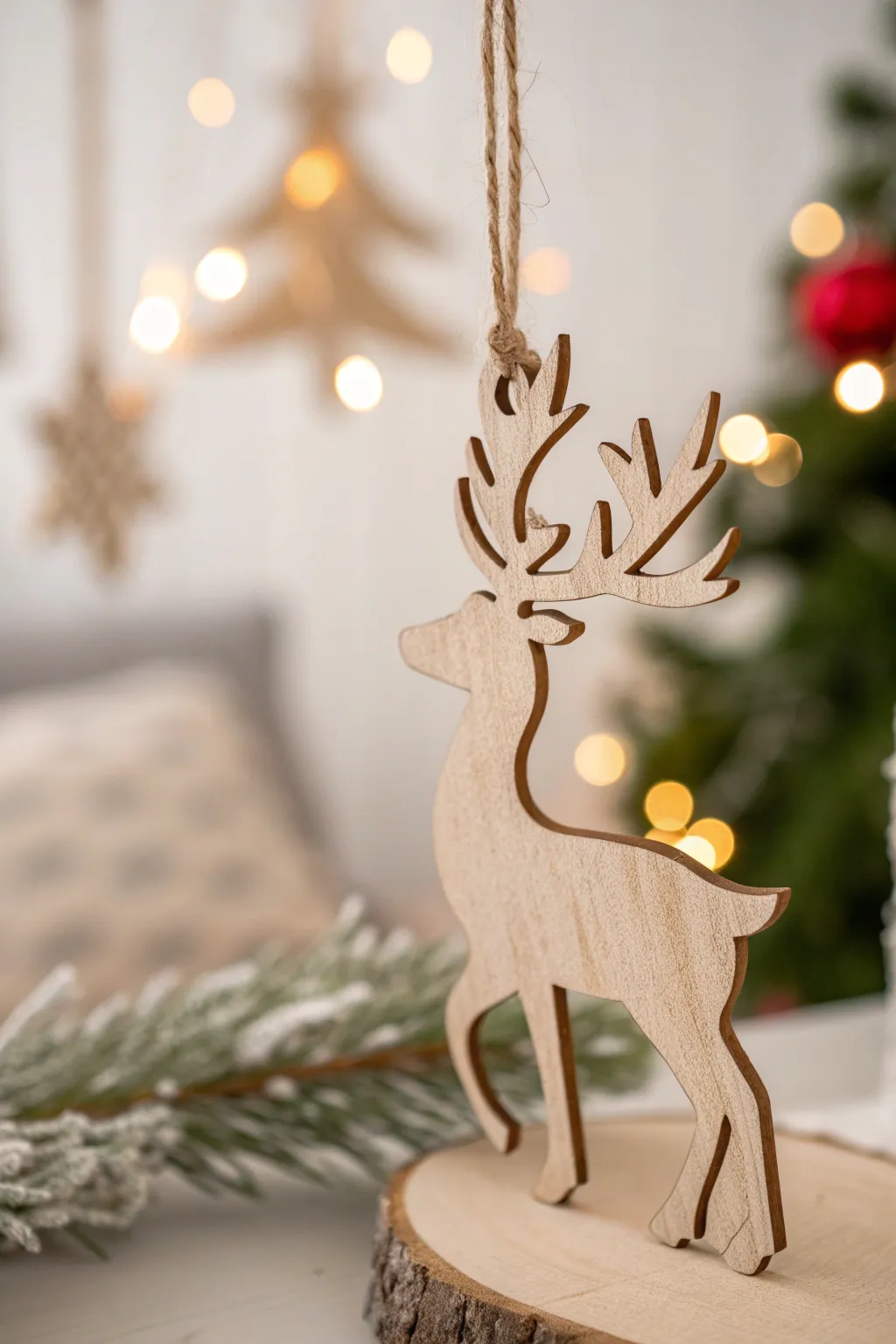 Add a touch of whimsy to your holiday decor with these elegant reindeer silhouettes, perfect for a minimalist and boho-inspired Christmas tree.