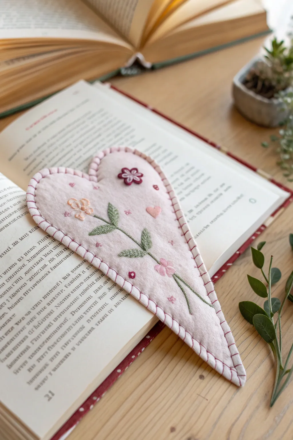 Stitch love into your pages with a handmade fabric heart bookmark, the perfect gift for book lovers.