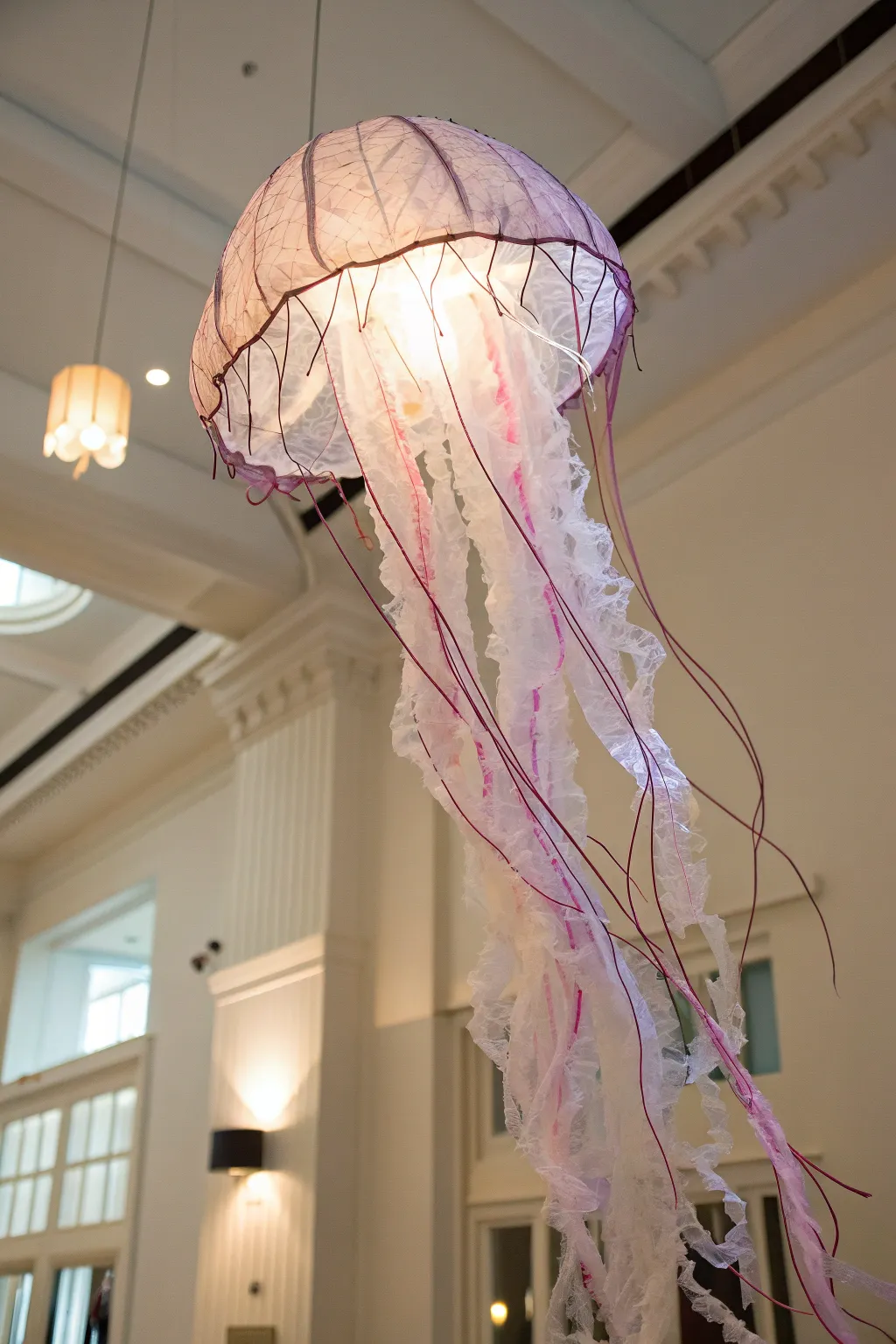 Bring the ocean's elegance indoors with a luminous tissue paper jellyfish!