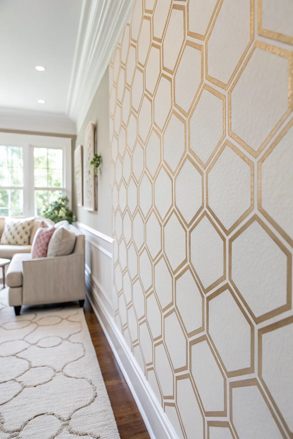 Transform your space with the elegance of DIY stenciled patterns. #ScandiBoho #WallArt
