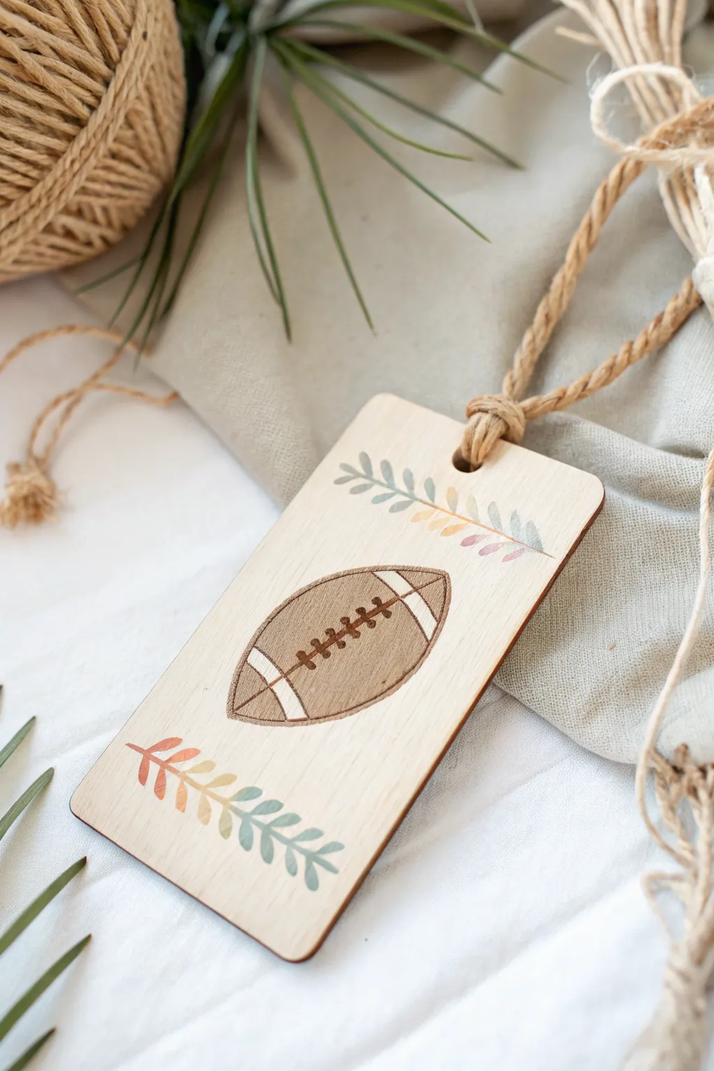 Score a goal in style with this minimalist football-themed locker tag, perfect for the sports enthusiast who loves simplicity and natural beauty.