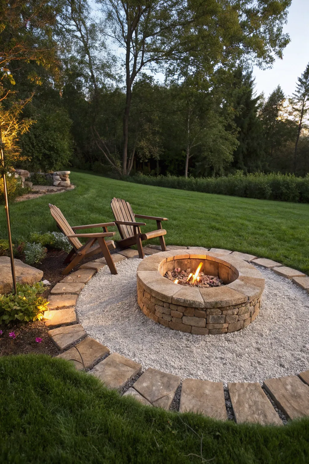 Transform your backyard with a stylish gravel surround for an affordable and safe fire pit design.