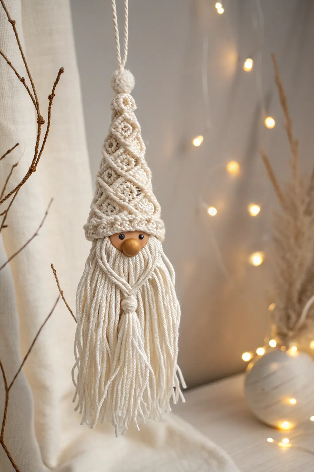 Add a whimsical touch to your festive decor with this charming macrame gnome!