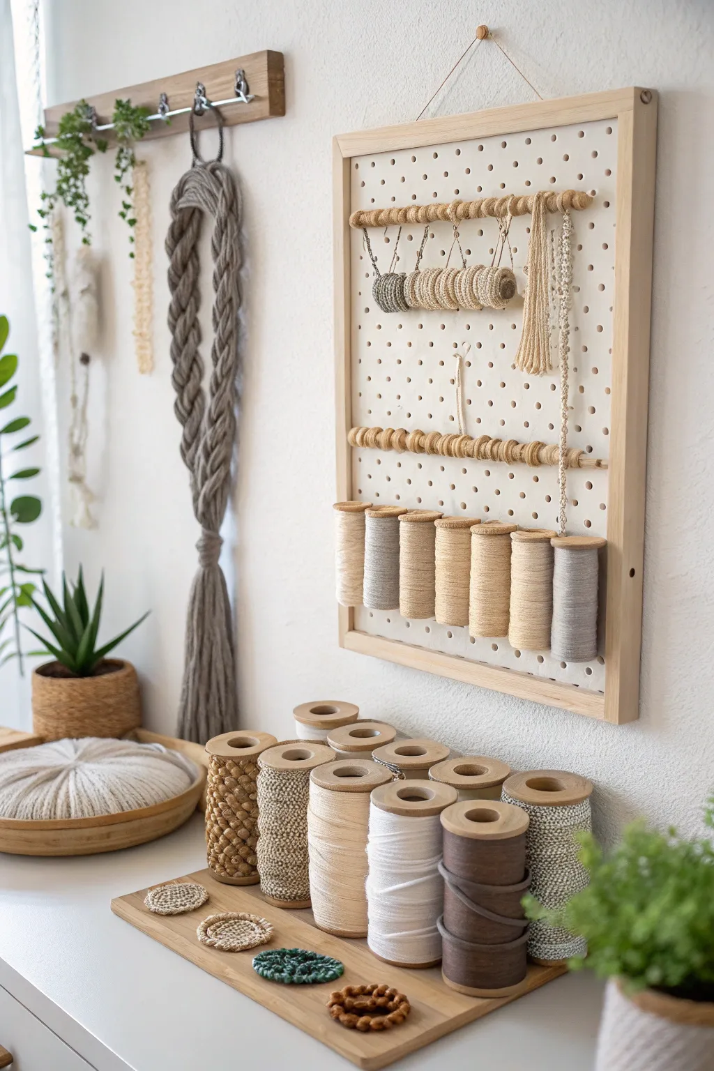 Craft your dreams in an organized haven of simplicity and style. 🌿✨ #MacrameMagic #MinimalistWorkspace