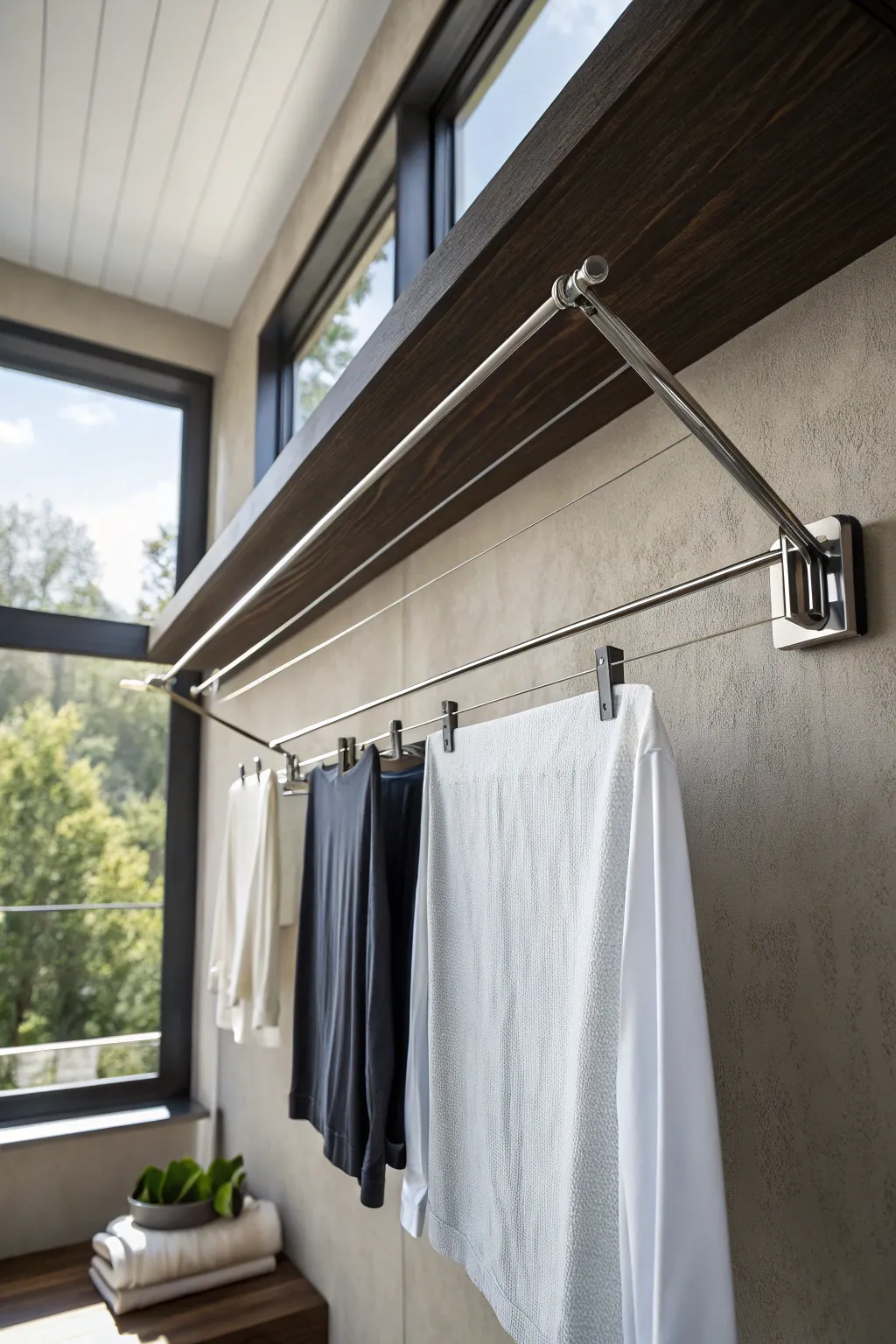 Elevate your laundry routine with a chic indoor clothesline—perfect for those rainy days.