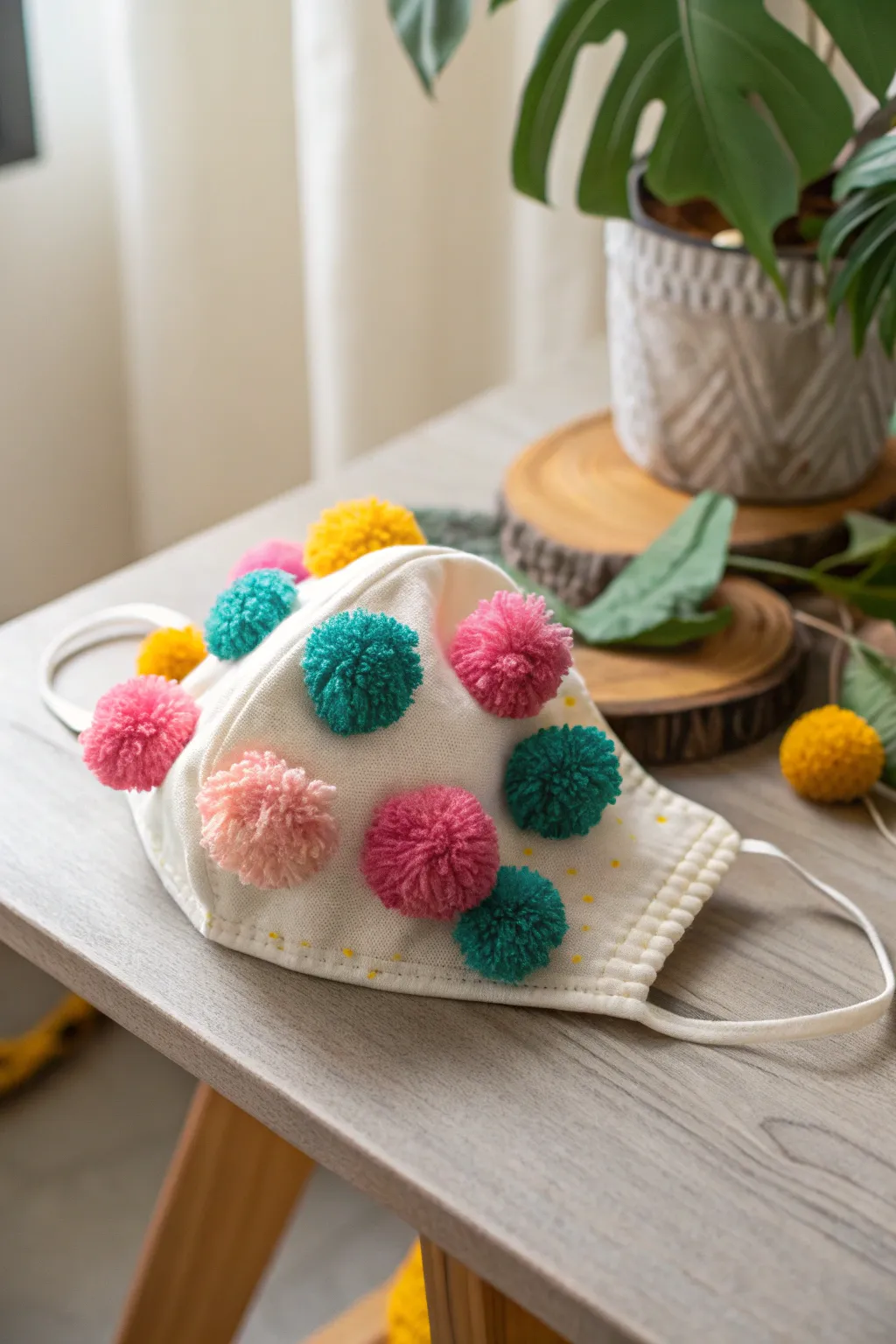 Elevate your DIY game with these delightful pompom masks—where playful meets chic!