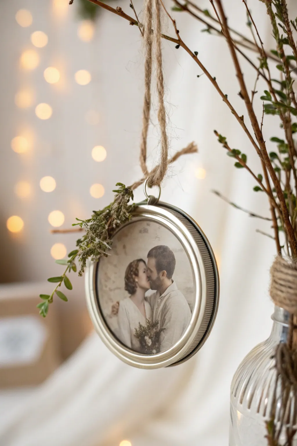 Capture memories with elegance: Mason jar lid photo ornaments that tell your story.