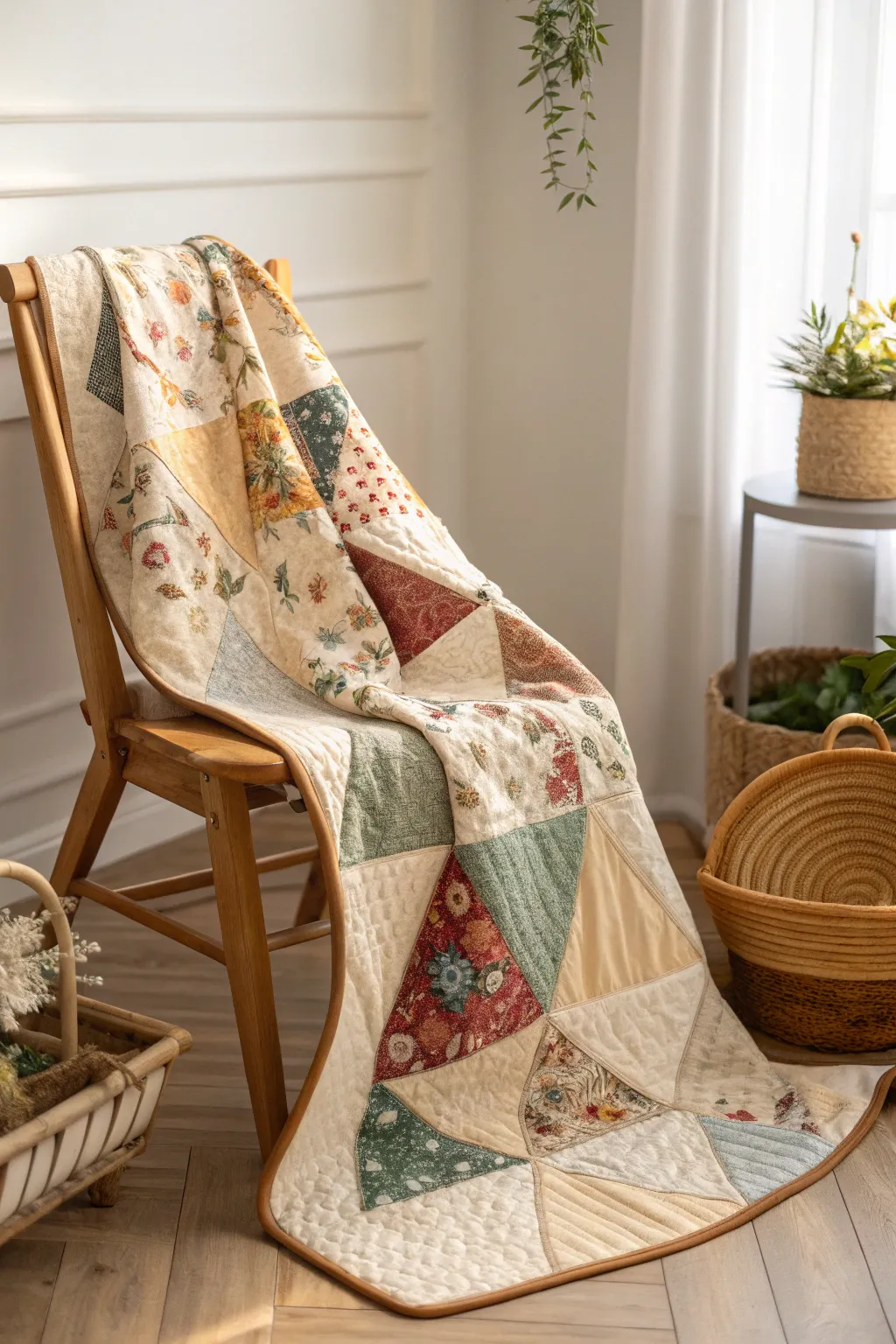 Wrap yourself in memories with this handcrafted fabric scrapbook quilt, where every stitch tells a story.