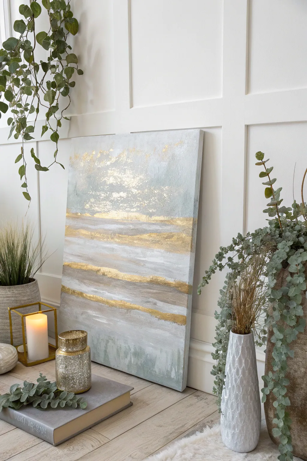 Elevate your space with the luminous depth of layered metallic paintings—where simplicity meets artistry.