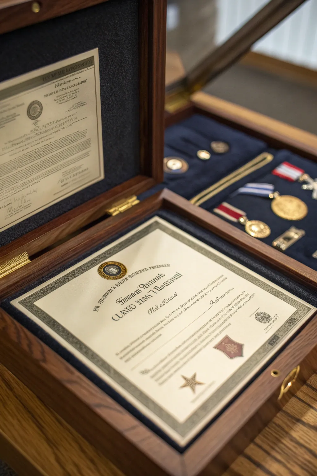 Preserve your legacy with a striking military shadow box display.