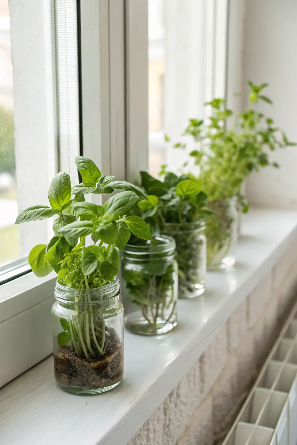 Bring a breath of fresh air to your kitchen with a charming mini mason jar herb garden. 🌿 #MinimalistLiving #BohoCharm