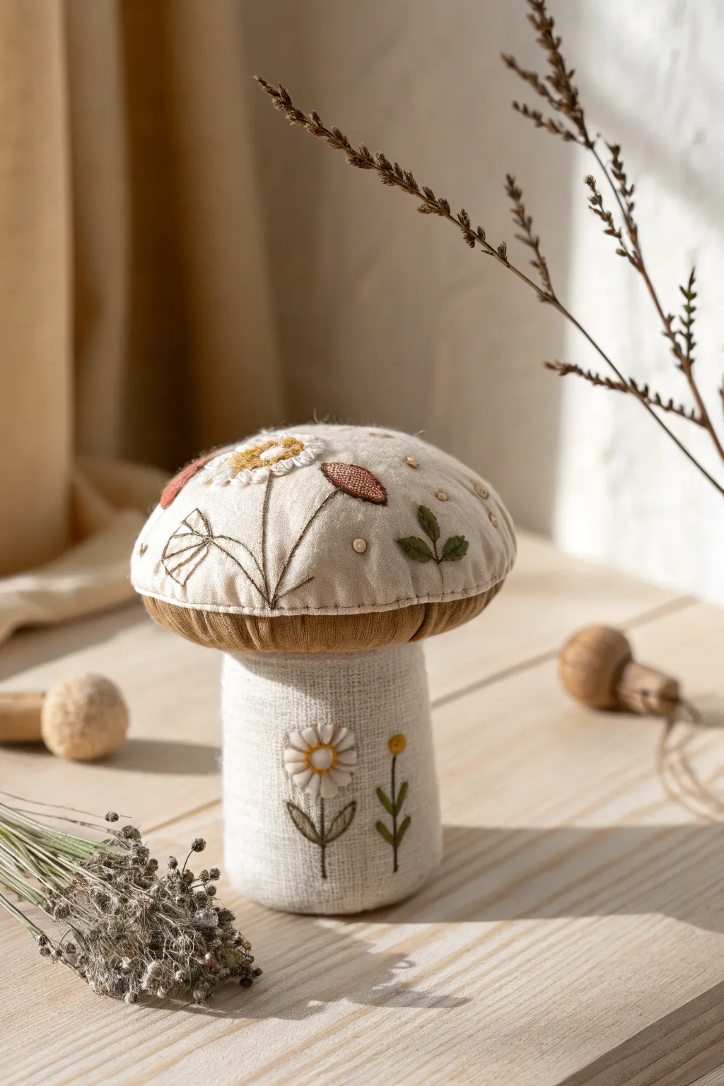 Charming and crafted with care, this adorable pin cushion adds a touch of elegance to any sewing nook.