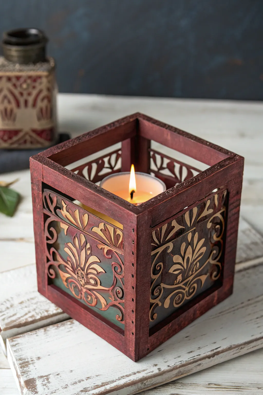 Illuminate your space with a handcrafted touch: personalized mini crate candle holder.