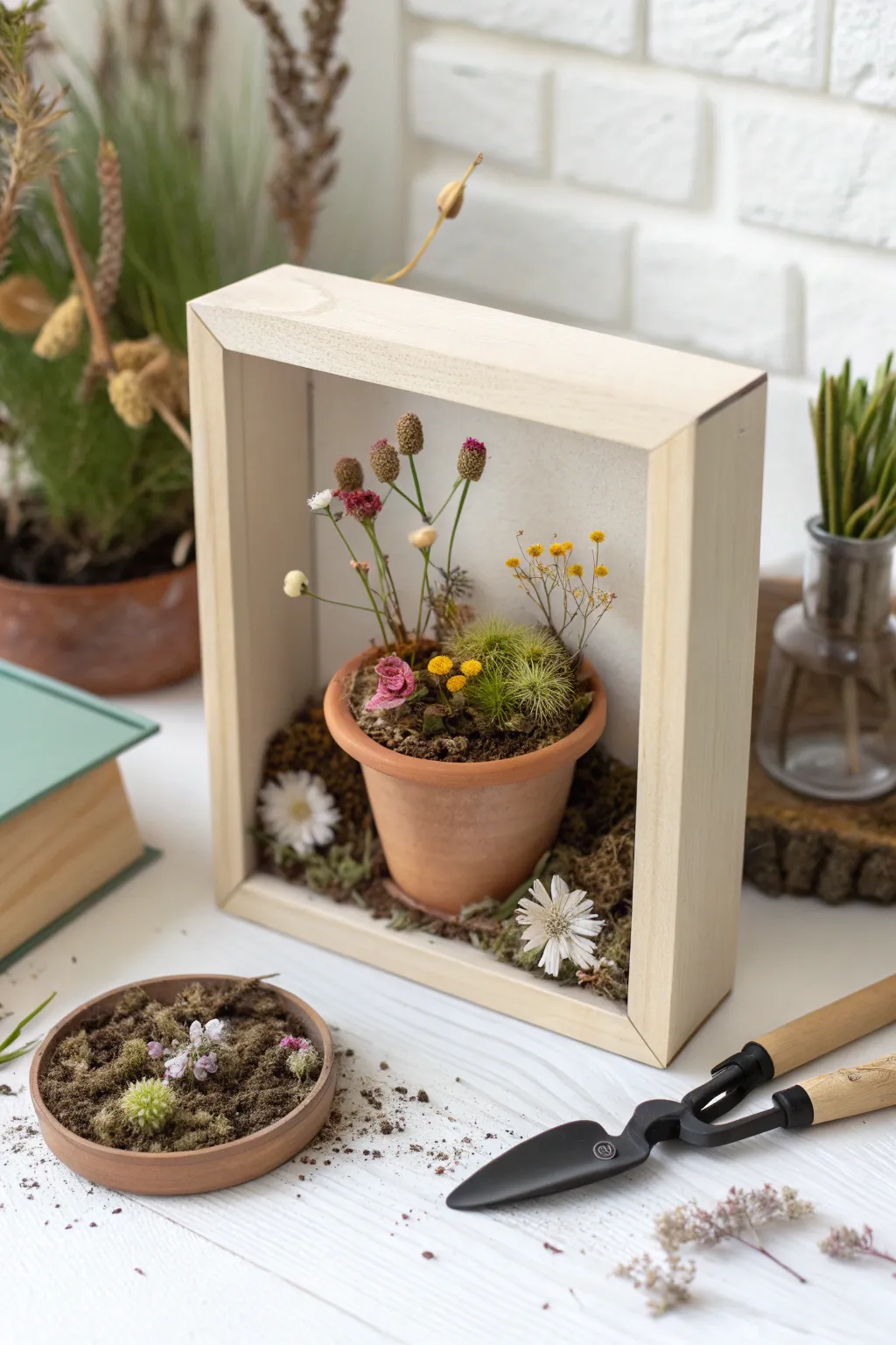 Bring a touch of nature indoors with this charming garden-inspired shadow box.