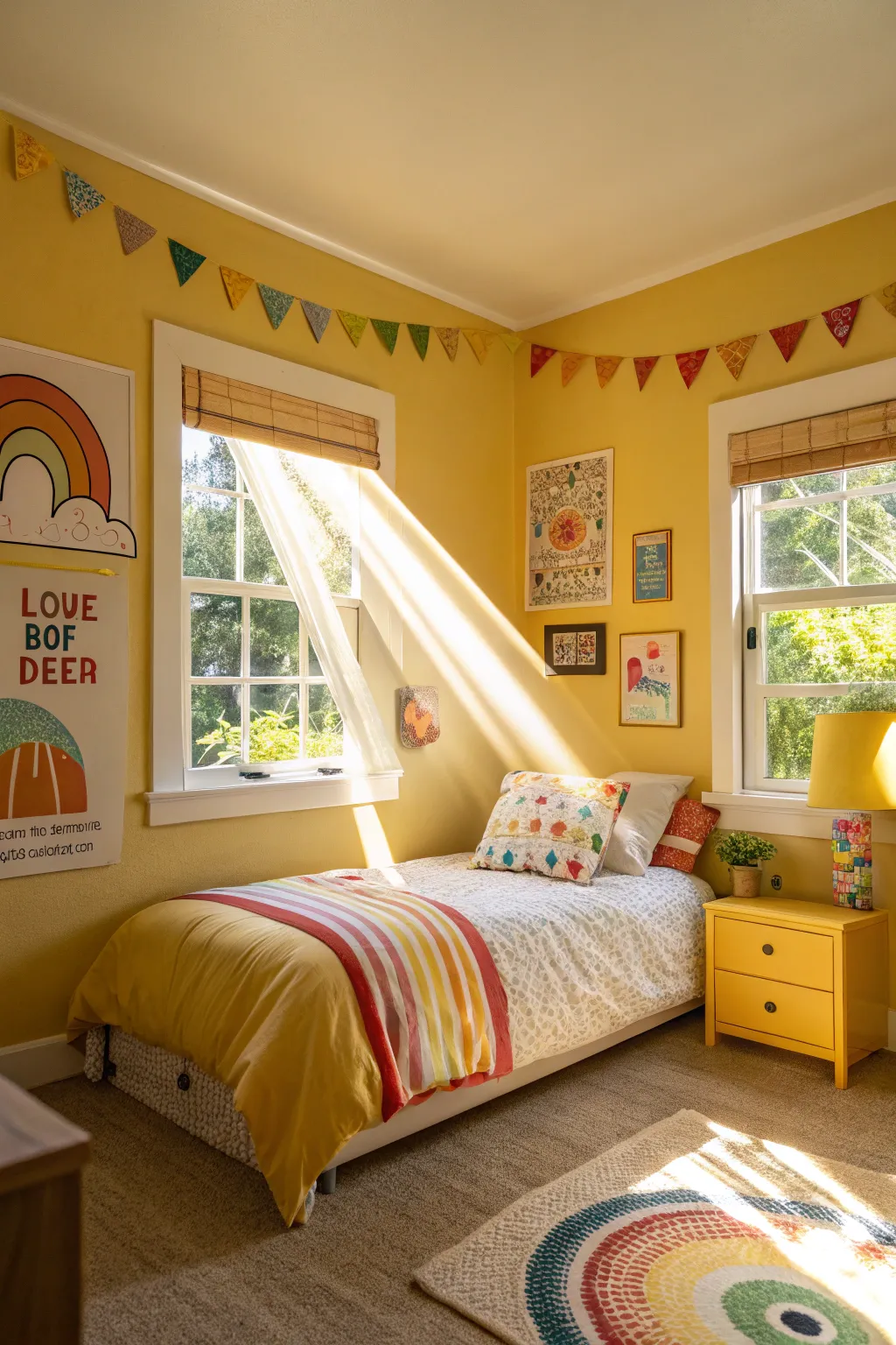 A vibrant yellow room that energizes and uplifts the spirit.