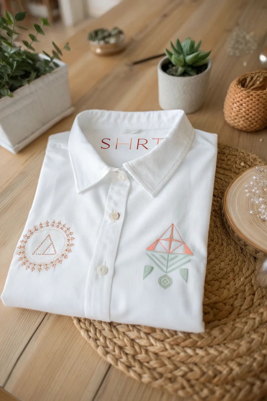 Elevate your wardrobe with a sleek, geometric monogrammed shirt—where modern flair meets timeless elegance.