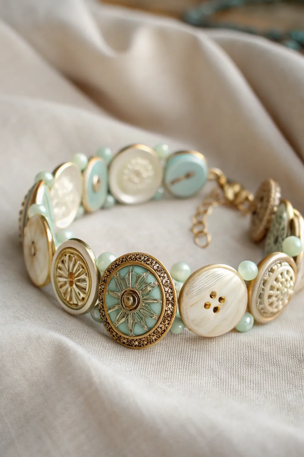 Celebrate Mother's Day with a touch of nostalgia - a vintage button bracelet that tells a story of timeless beauty and love.