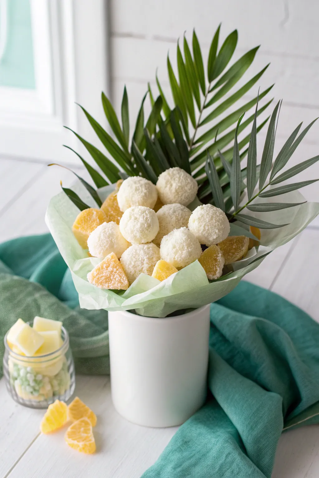 Escape to paradise with this tropical candy bouquet, a perfect blend of sweetness and style.