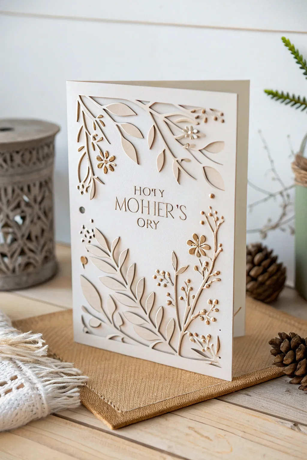 Capture the essence of nature with a cutout card that's perfect for Mother's Day. Embrace simplicity and elegance.