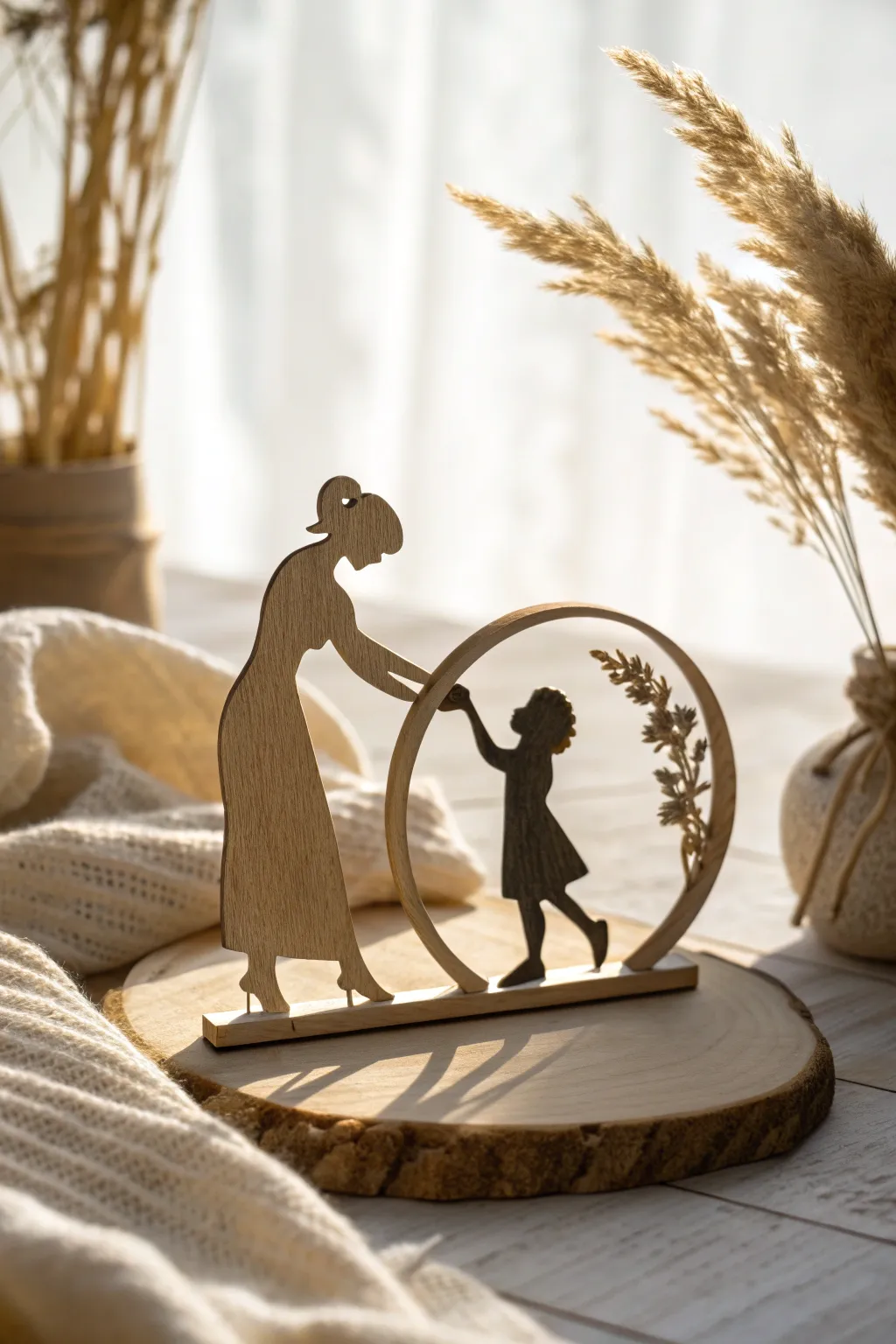 Celebrate the bond of love with this elegantly crafted mother and child silhouette, a perfect blend of minimalist beauty and heartfelt emotion.