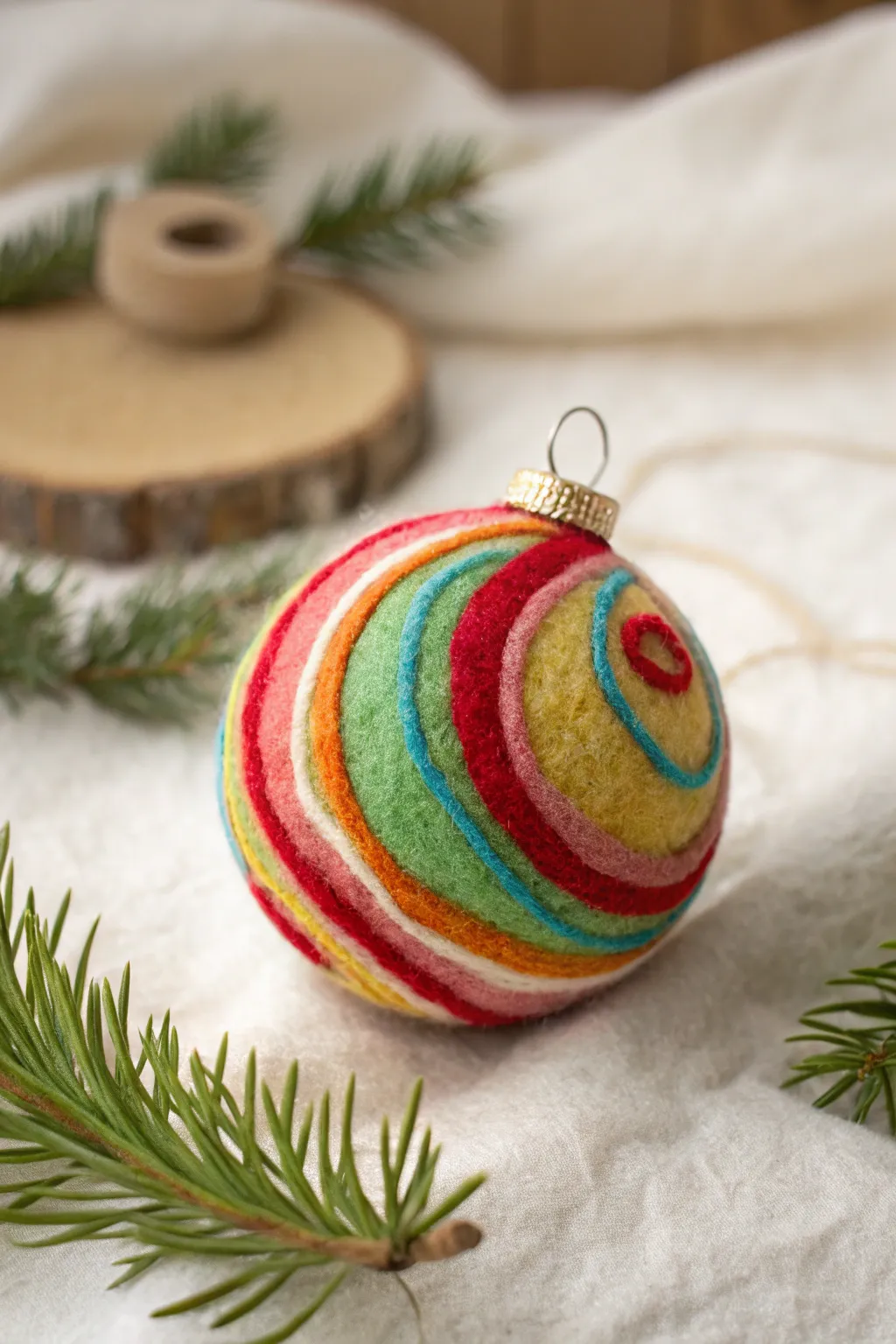 Add a pop of color to your tree with handcrafted felted ornaments.