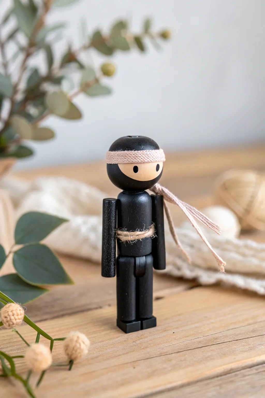 Elevate your decor with this charming clothespin ninja, where simplicity meets artistry.