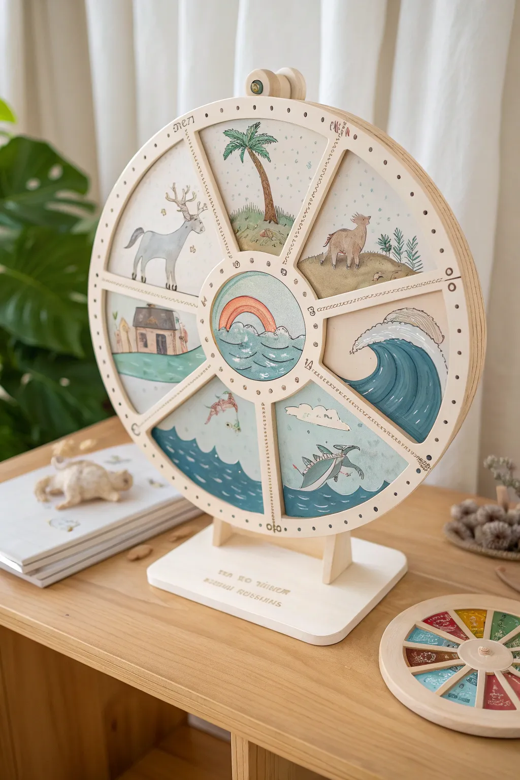 Spin into the story of Noah's Ark with this enchanting interactive wheel—where each turn reveals a new chapter in a beautifully minimalist design.