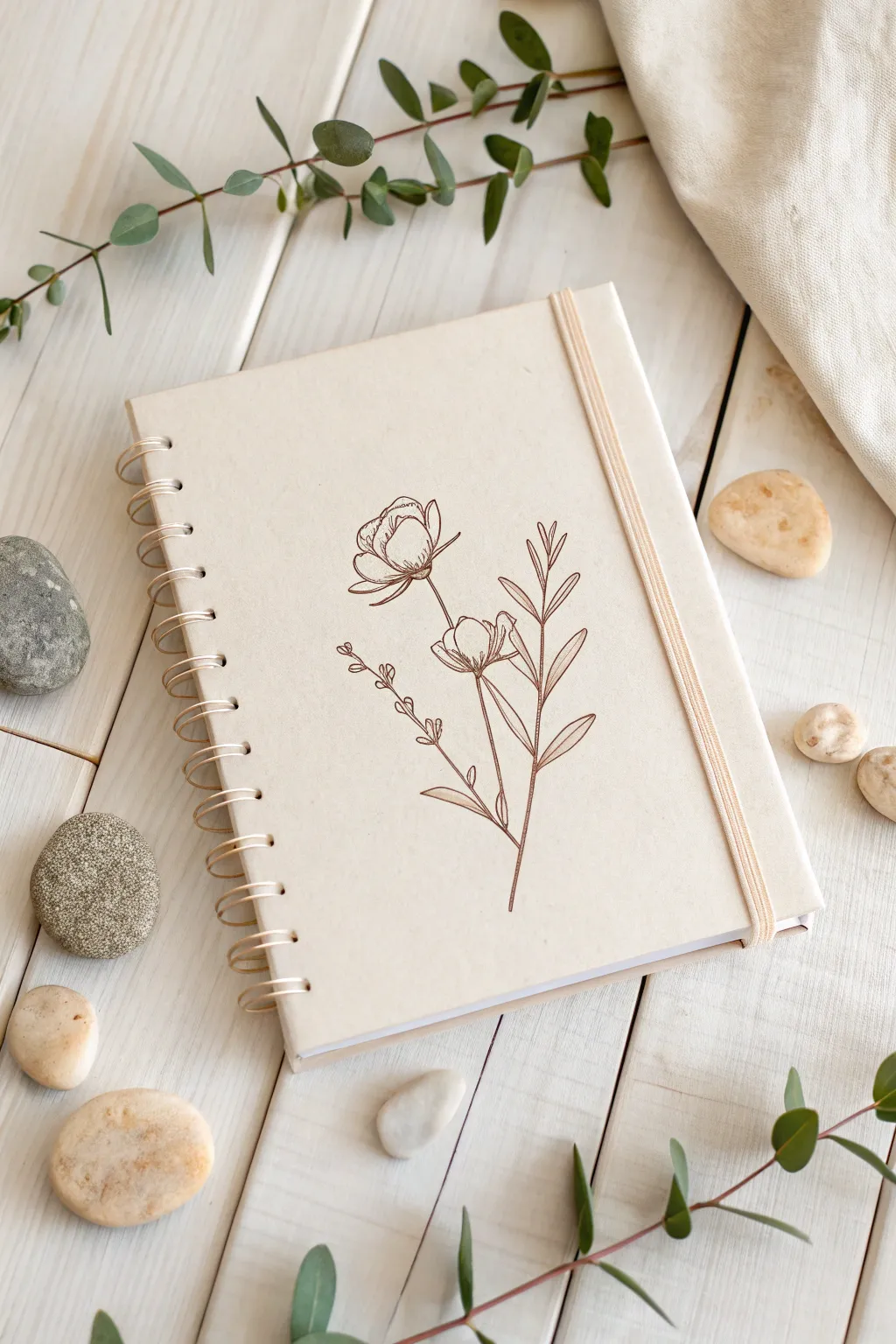 Embrace the art of simplicity with this elegant notebook cover design.