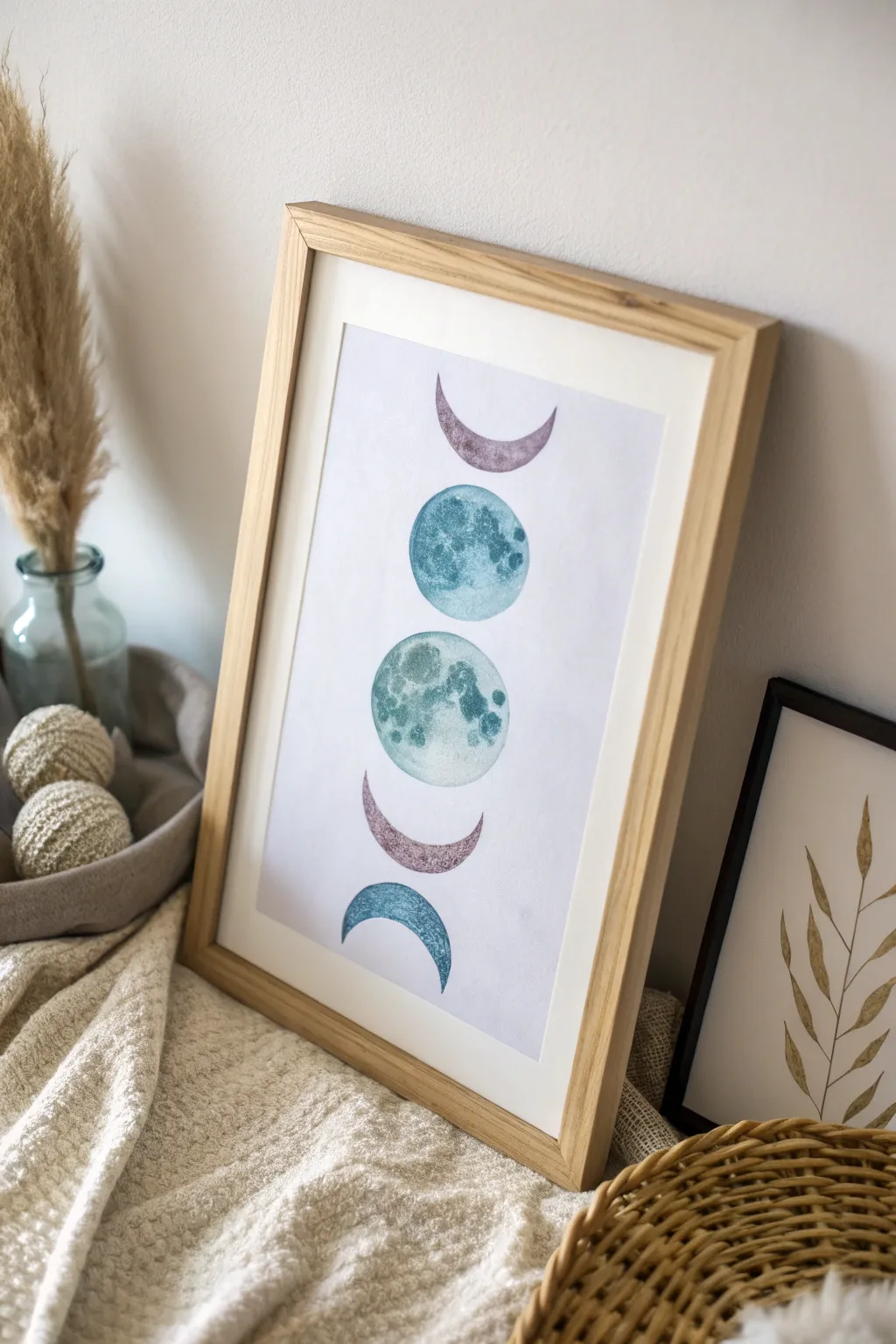 Embrace tranquility with this elegant moon phase chart, perfect for your meditation nook.