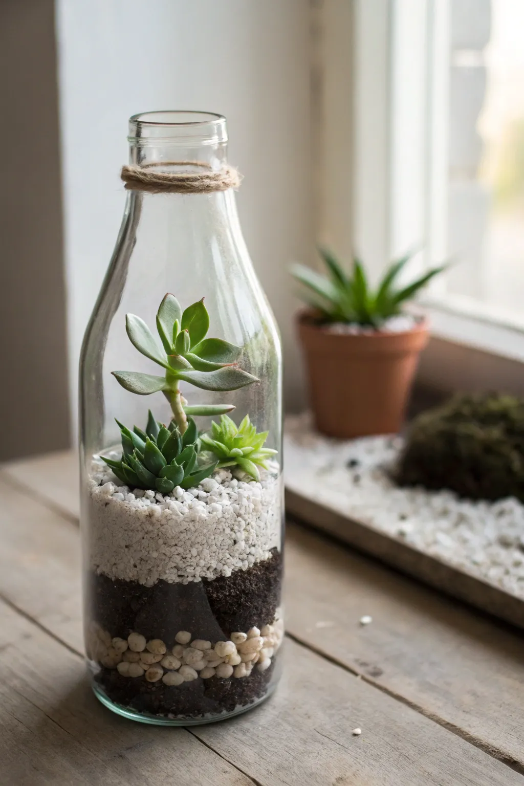 Transform vintage charm into a mini garden with these DIY terrarium milk bottles.