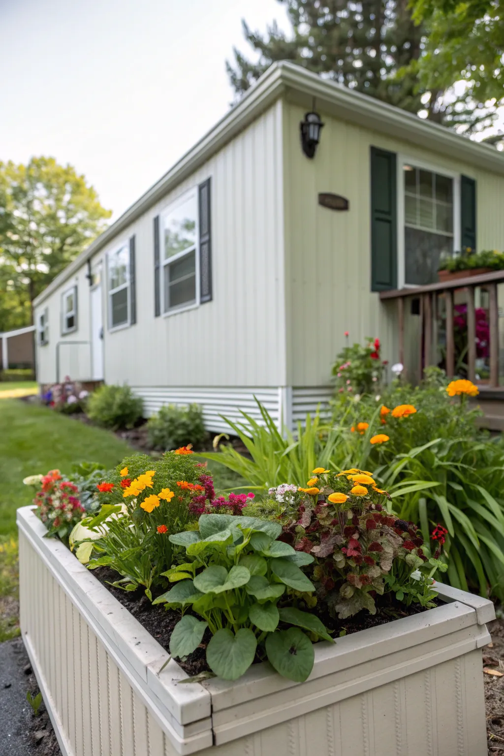 Transform your mobile home into a green oasis with stunning landscaping.