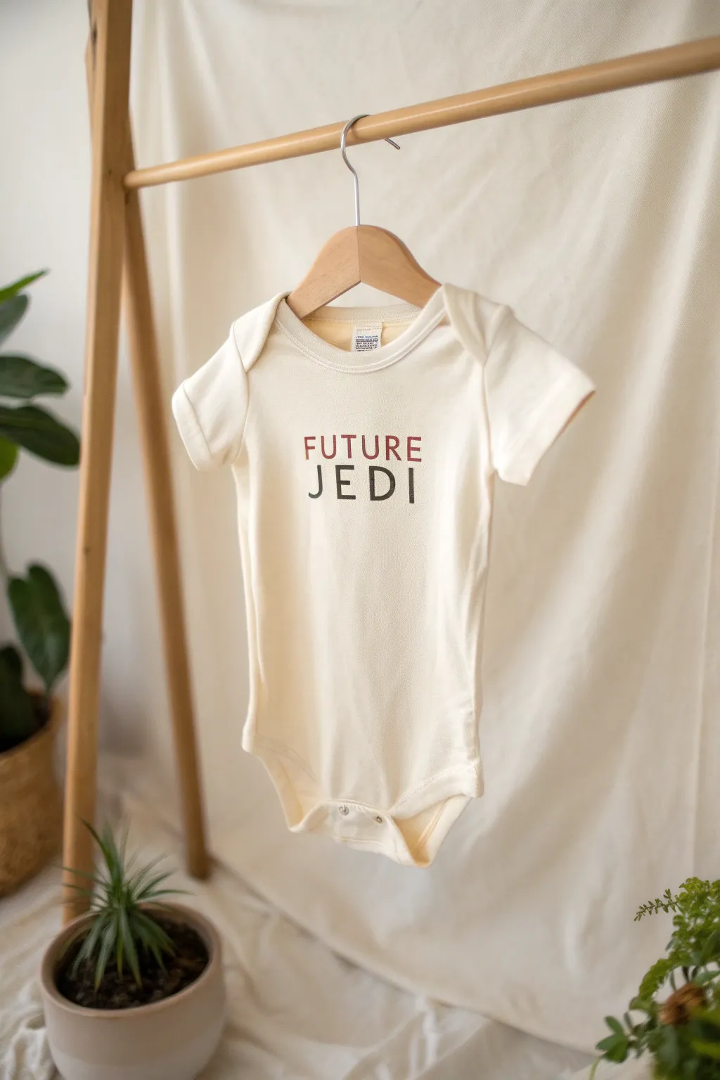 Bring a smile to every room with this charming 'Future Jedi' onesie—where humor meets minimalist elegance.
