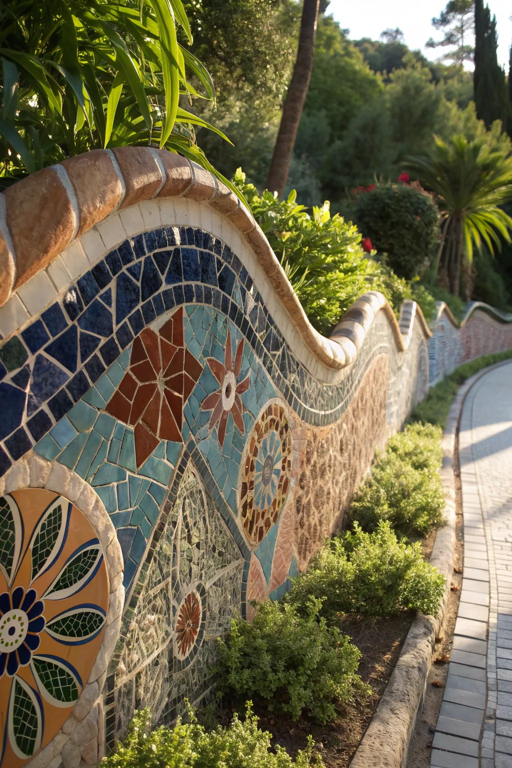 Transform your garden wall into a masterpiece with stunning mosaic art.