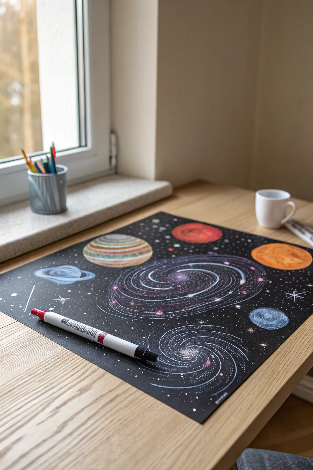 Unleash your creativity with cosmic paint pen art—where minimalist elegance meets the wonders of the universe.