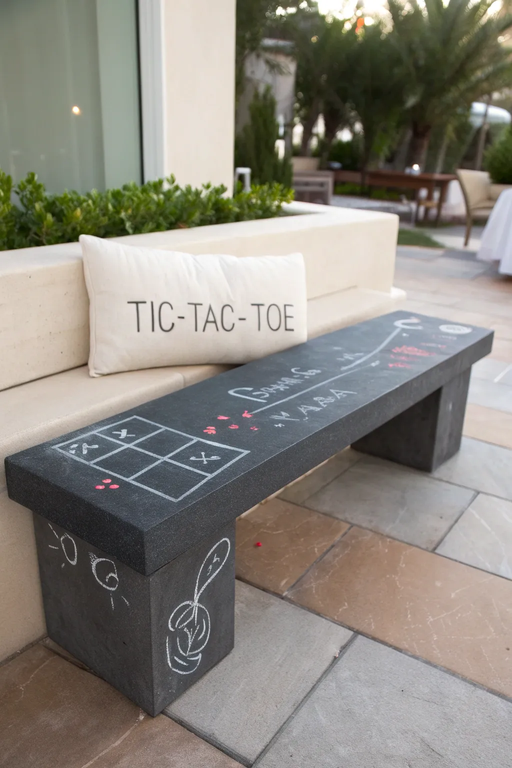 Transform your outdoor space with a fun and interactive chalkboard bench!