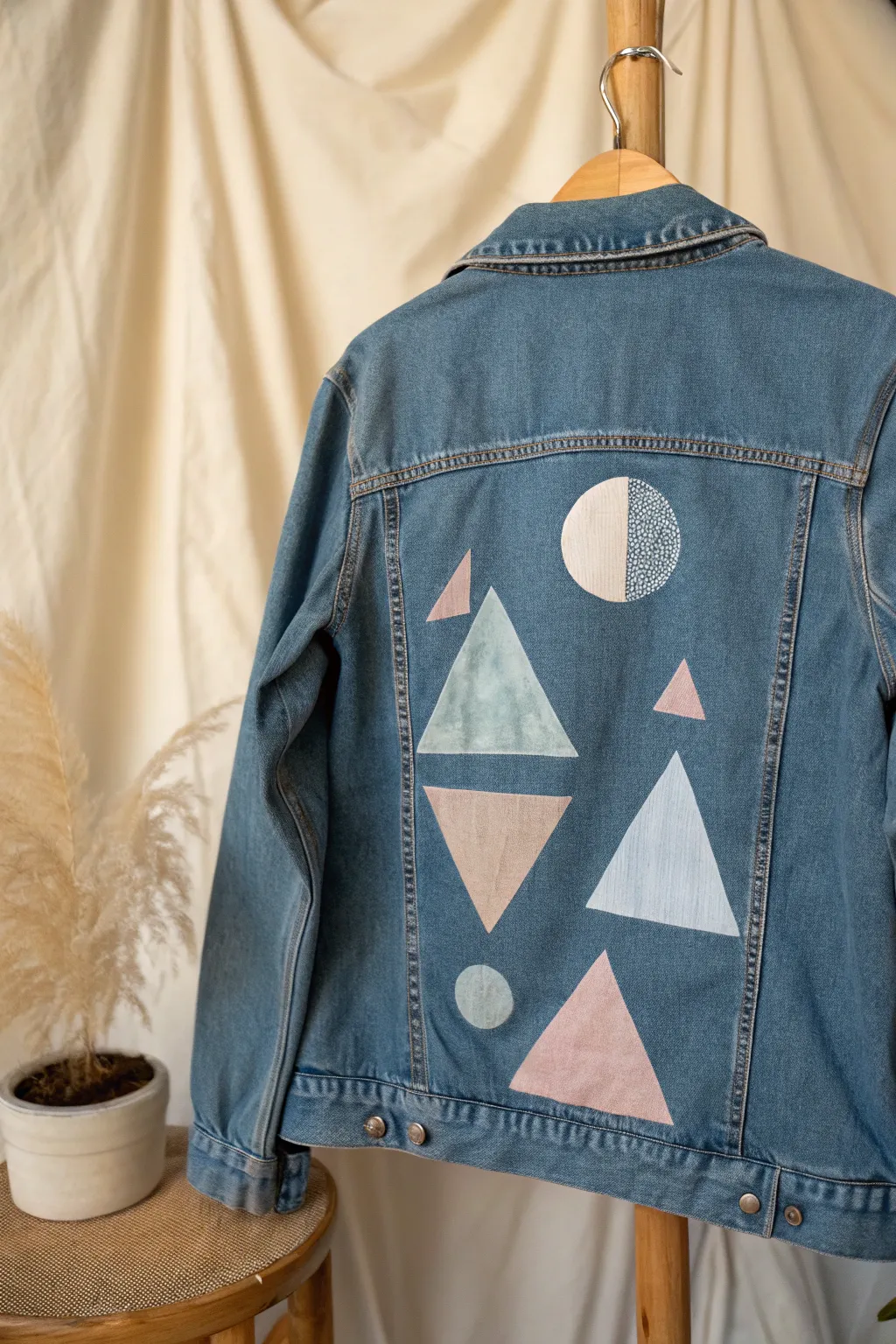 Elevate your style with geometric charm on denim.