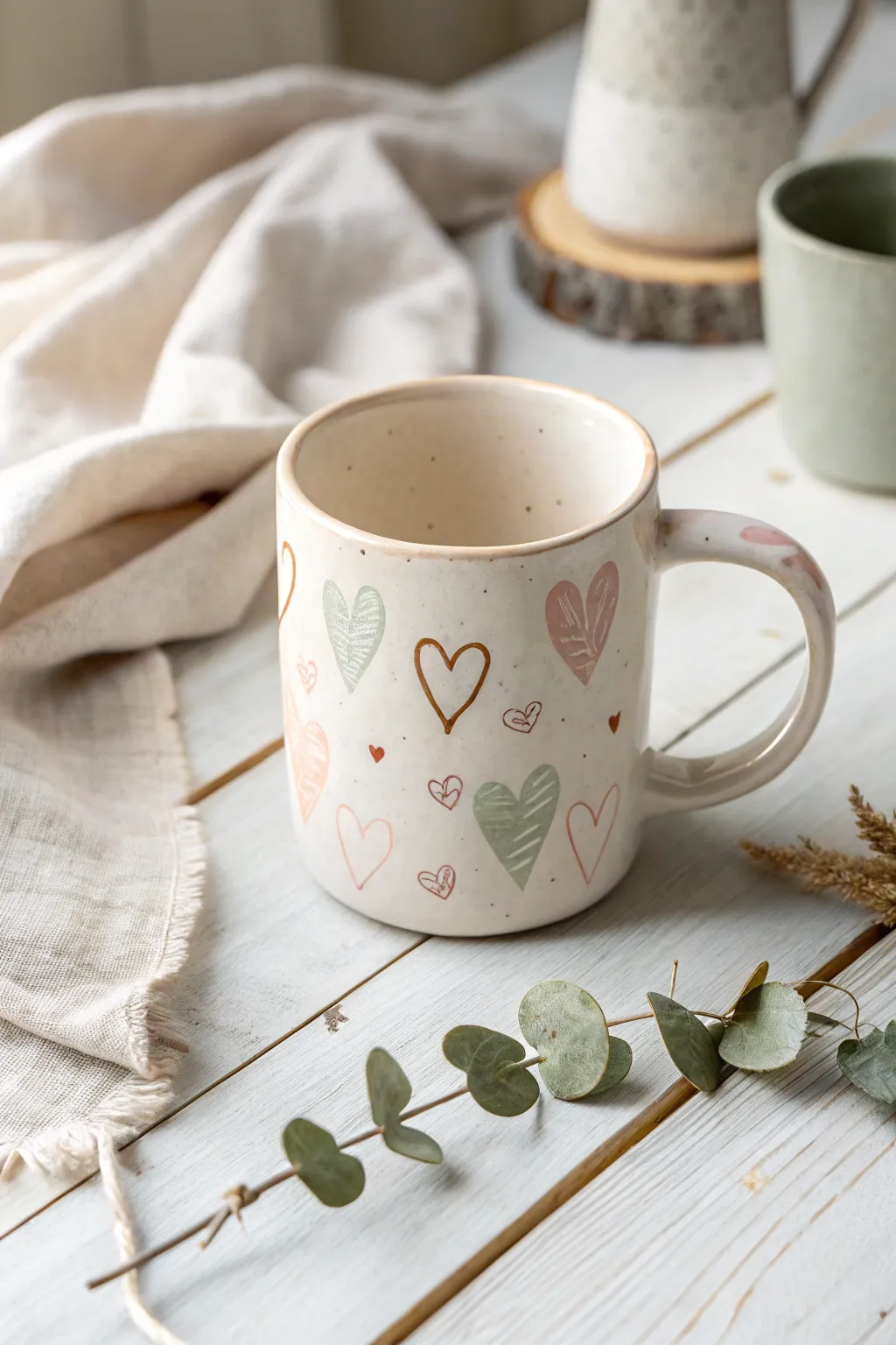 Infuse your day with love and simplicity with these handcrafted heart motif mugs.