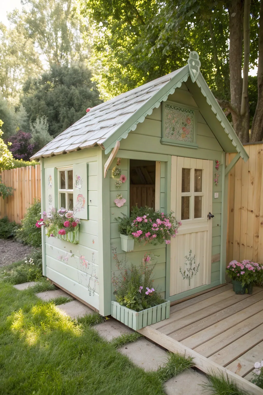 Step into a whimsical world with this enchanting garden playhouse, where simplicity meets natural elegance.