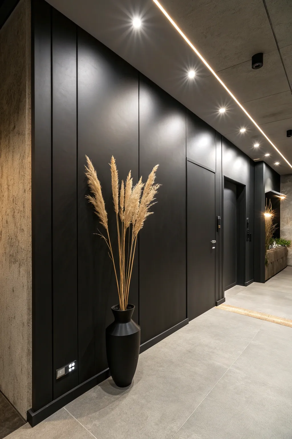 Embrace the drama of bold black for a basement transformation that exudes modern elegance.